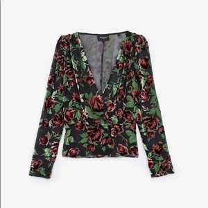 NWOT The Kooples Velvet Top with Neon Rose Motif